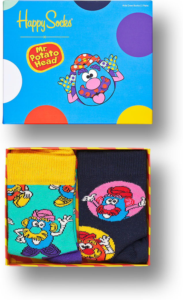 Happy Socks Kids Mr Potato Head 2-Pack Gift Box - Blue,Green,Pink,Purple,Red - Kids