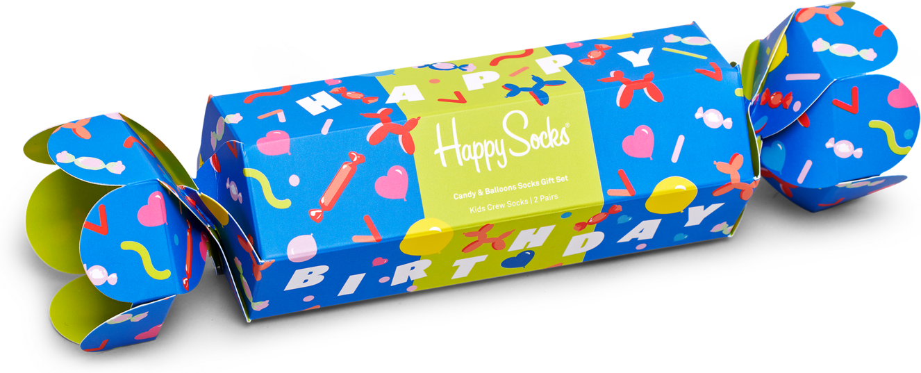 Happy Socks Kids Candy And Balloons Socks Gift Box - Blue,Green,Pink,Red - Kids