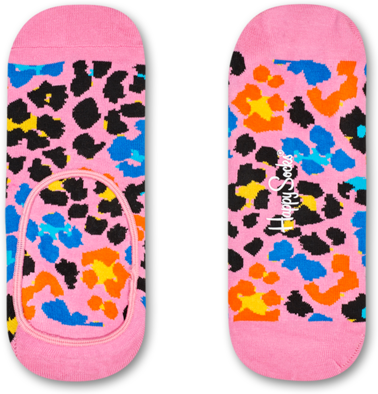 Happy Socks Multi Leopard Liner Sock - Black,Blue,Orange,Pink - Unisex