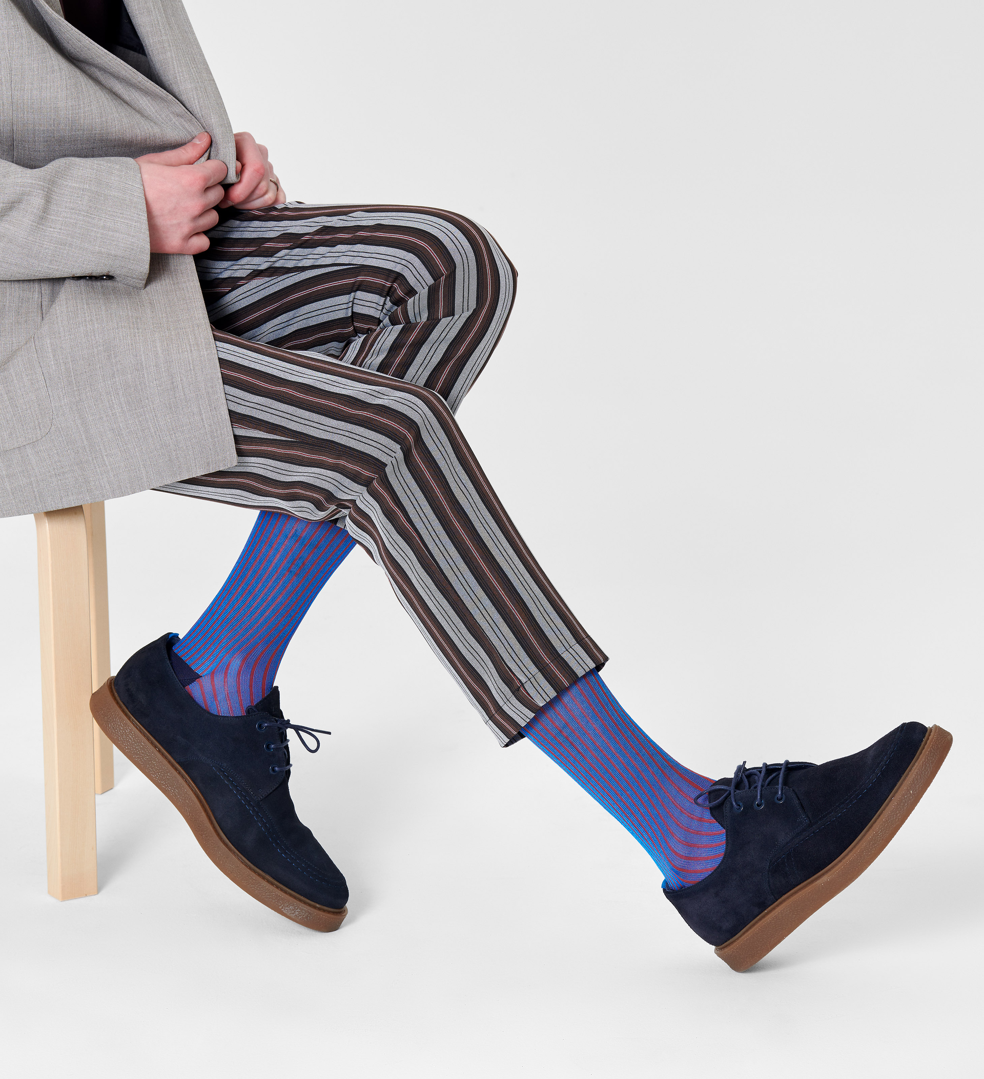 Happy Socks Dressed Stripe Rib Sock - Blue - Unisex