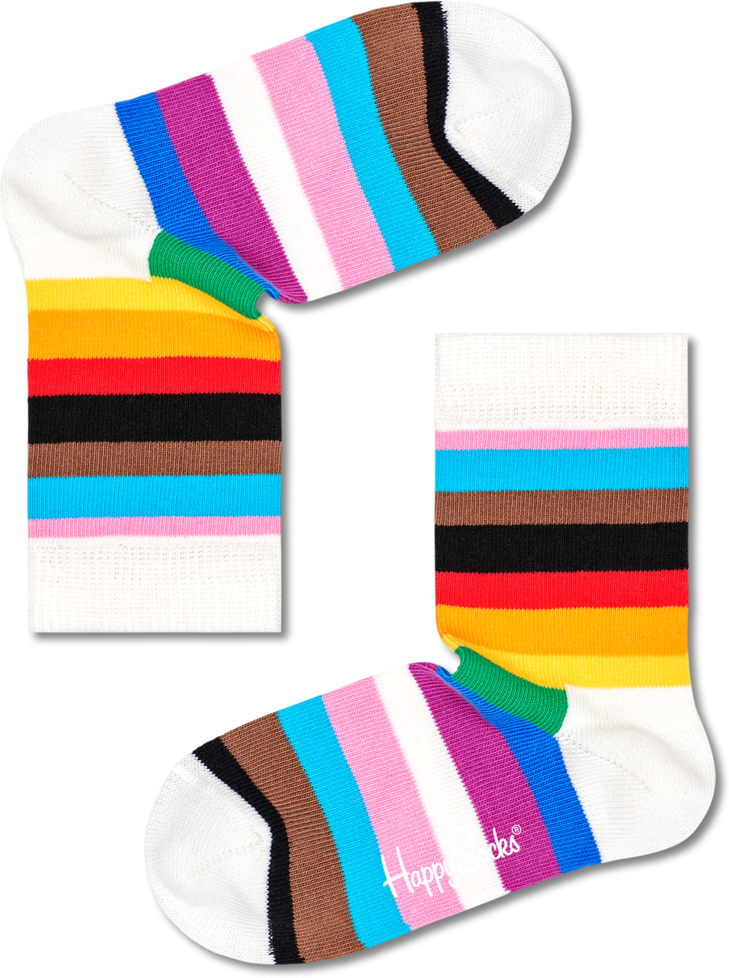 Happy Socks Kids Pride Stripe Sock - Green,Red,White,Yellow - Kids