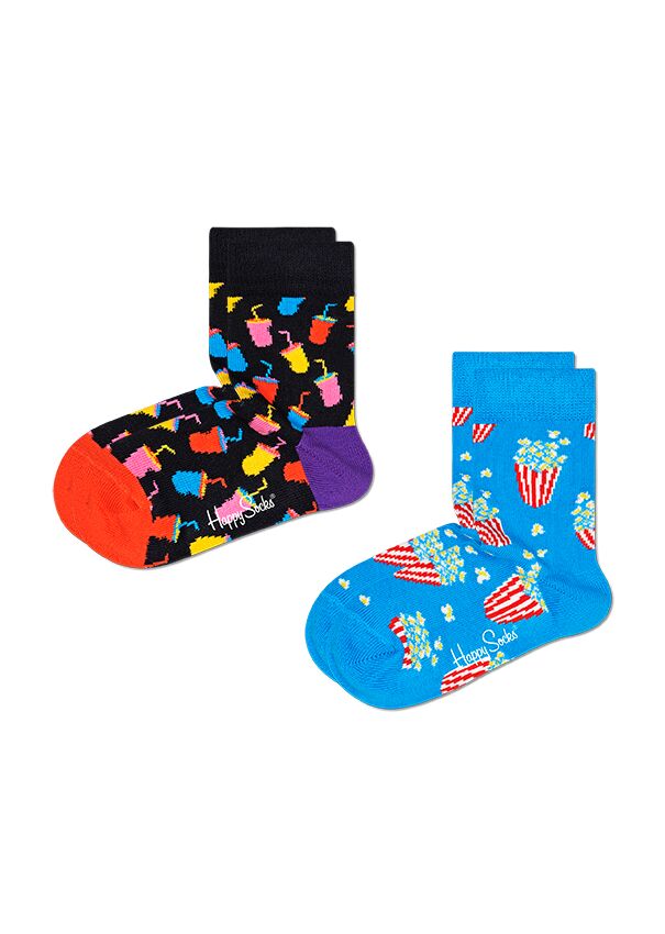 Happy Socks 2-Pack Kids Snack Sock - Black,Blue,Red - Kids
