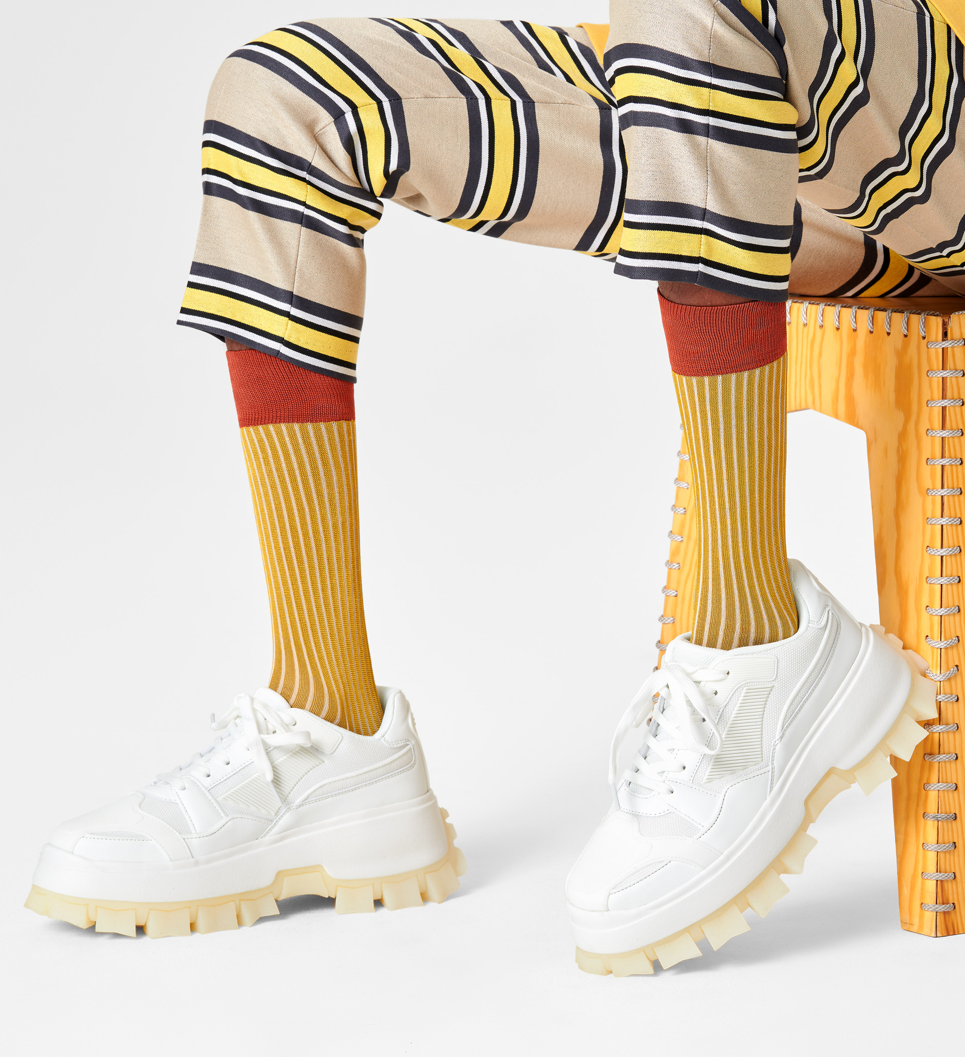 Happy Socks Dressed Stripe Rib Sock - Yellow - Unisex