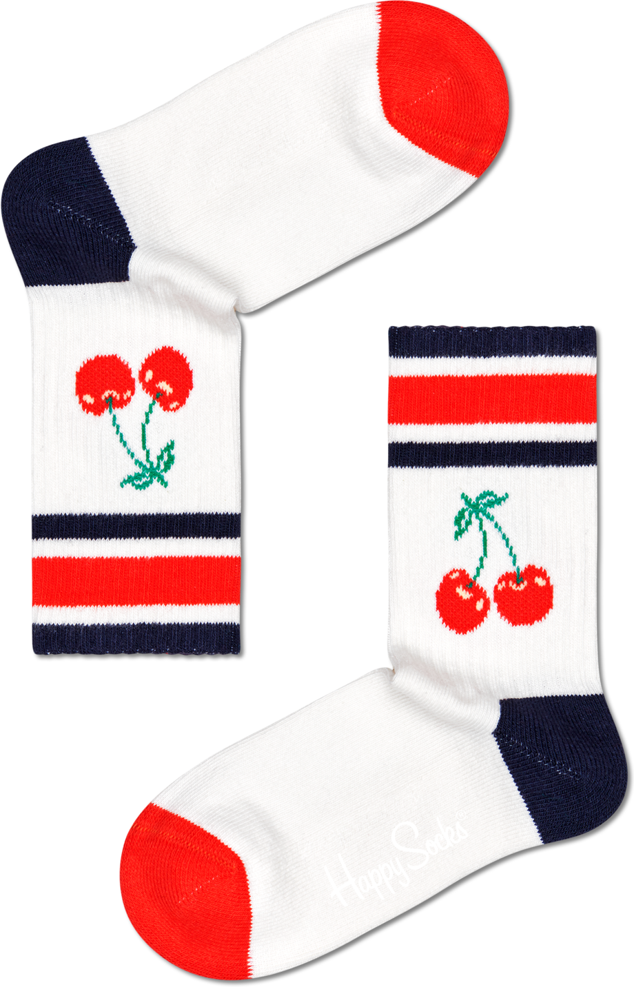 Happy Socks Kids Cherry Rib Sock - Black,Red,White - Kids