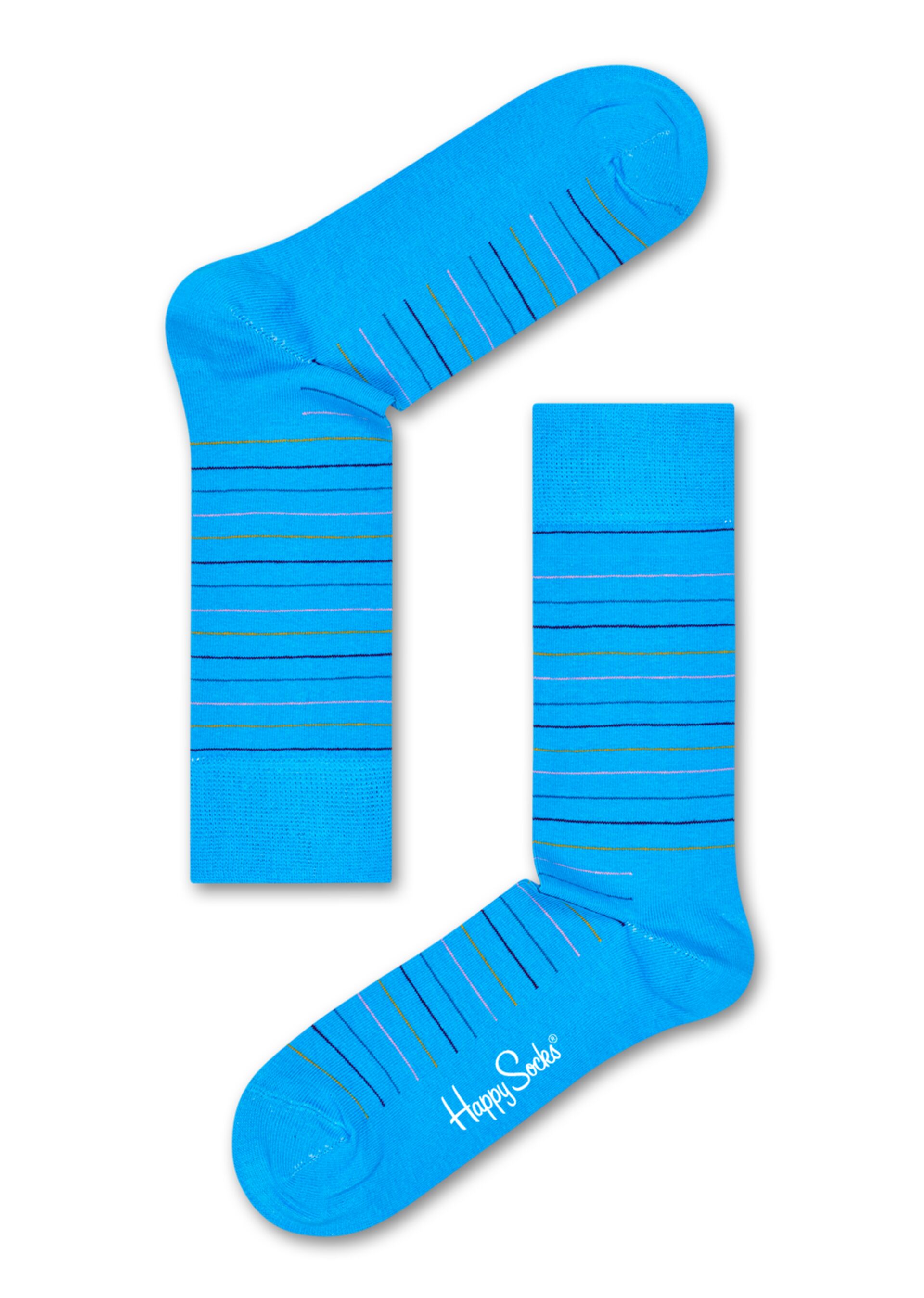 Happy Socks Thin Stripe Sock - Blue,Green,Pink,Yellow - Unisex