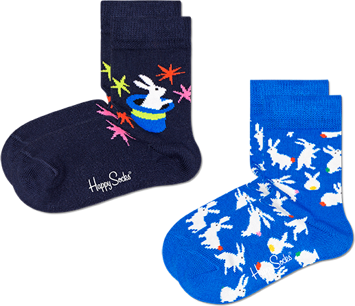 Happy Socks 2-Pack Kids Magic Sock - Black,Blue,White - Kids