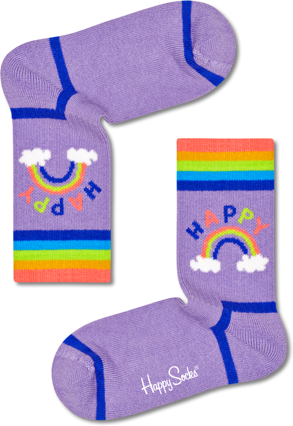 Happy Socks Kids Happy Rainbow Rib Sock - Purple - Kids