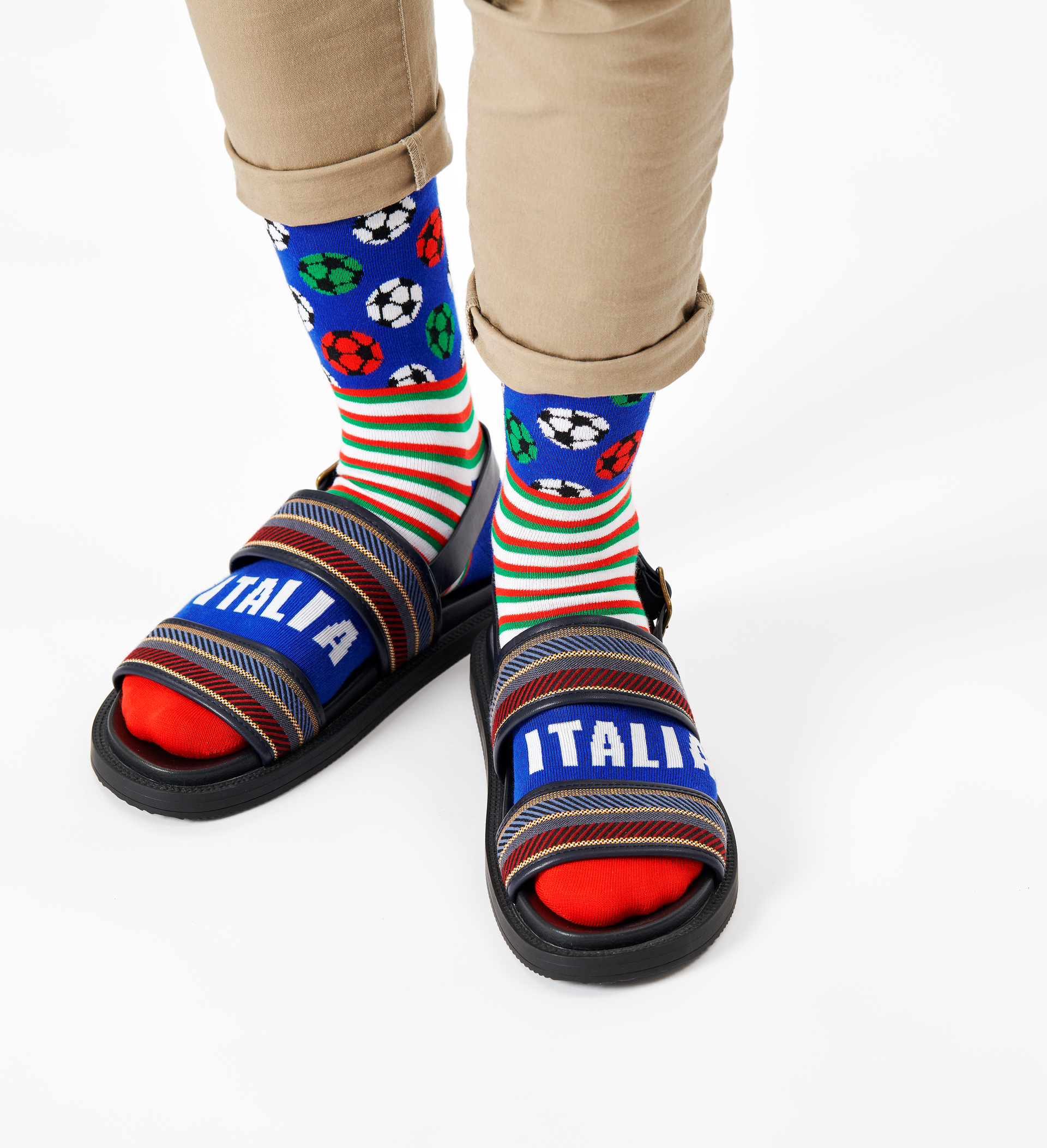 Happy Socks Italy Sock - Blue,Green,Red,White - Unisex