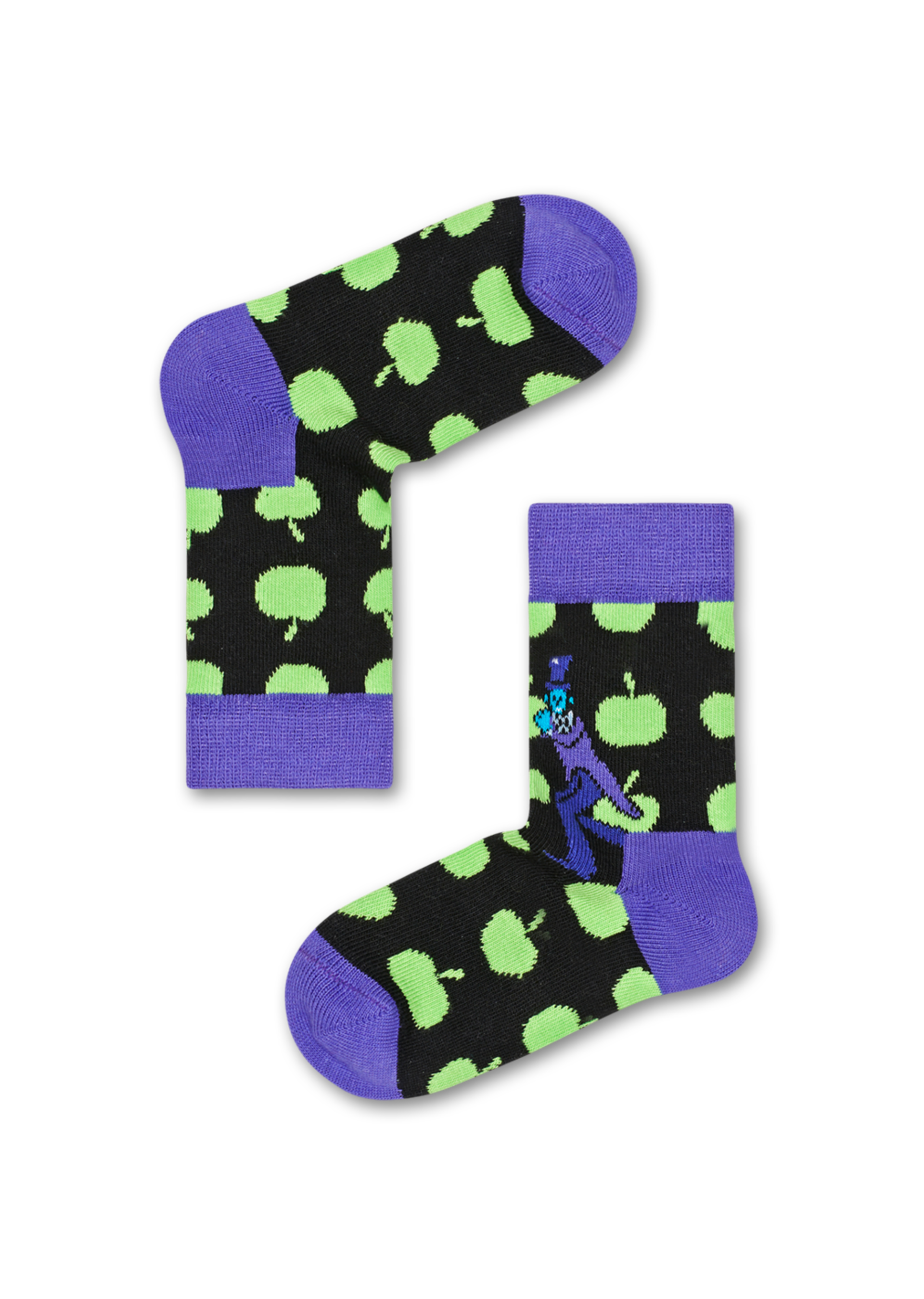 Happy Socks Kids Apples Sock - Black,Green,Purple - Kids