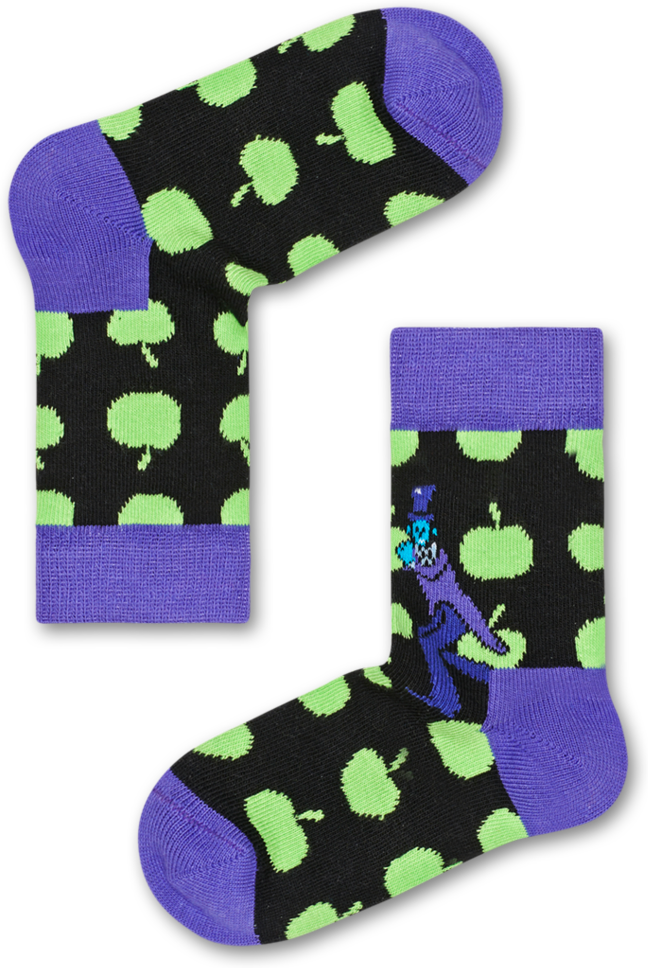 Happy Socks Kids Apples Sock - Black,Green,Purple - Kids