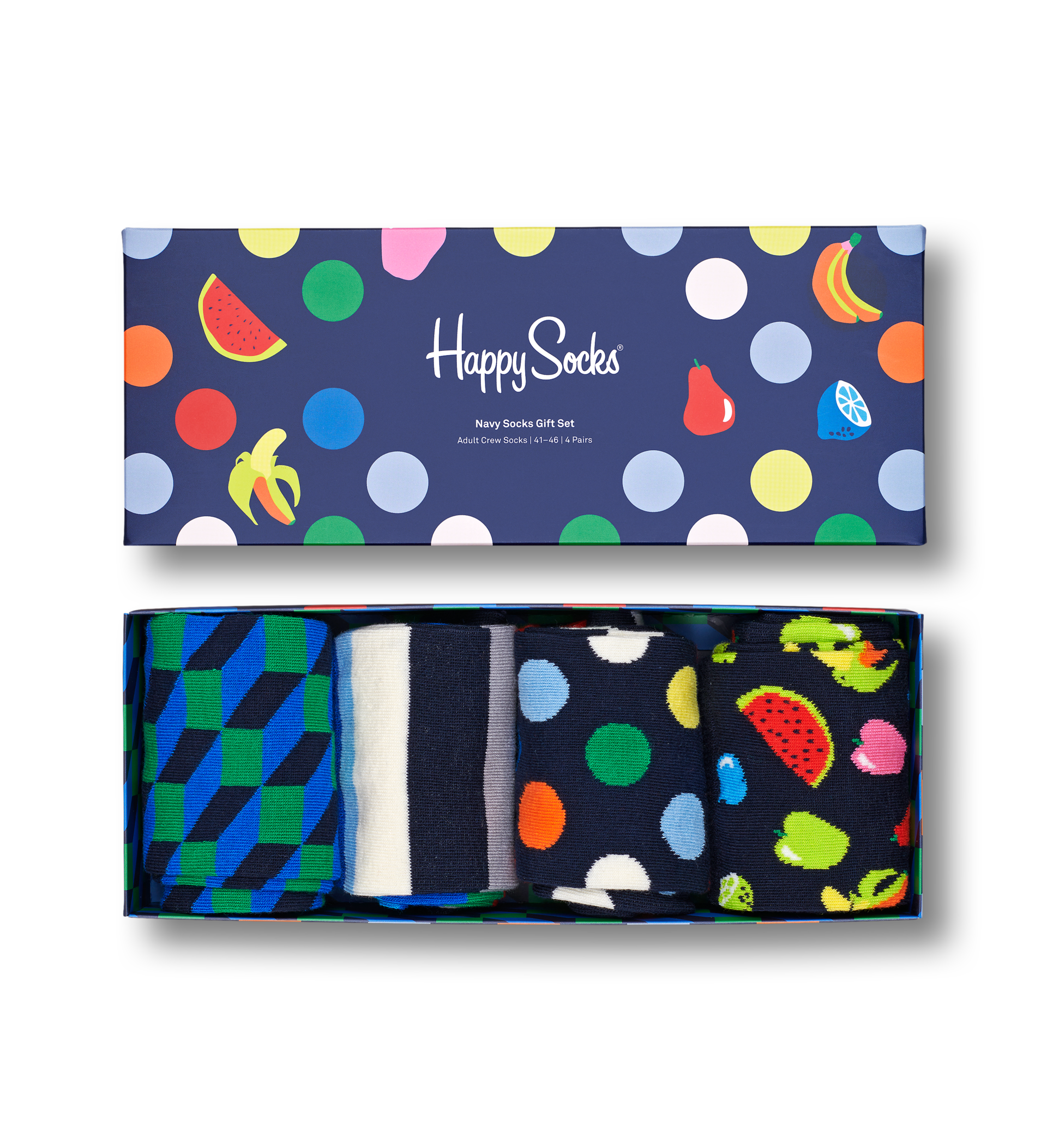 Happy Socks Navy Socks Gift Box 4-Pack - Blue,Green,Yellow - Unisex