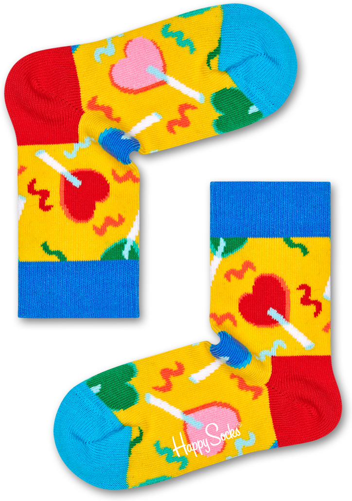 Happy Socks Kids Lolly Heart Sock - Blue,Pink,Red,Turquoise - Kids