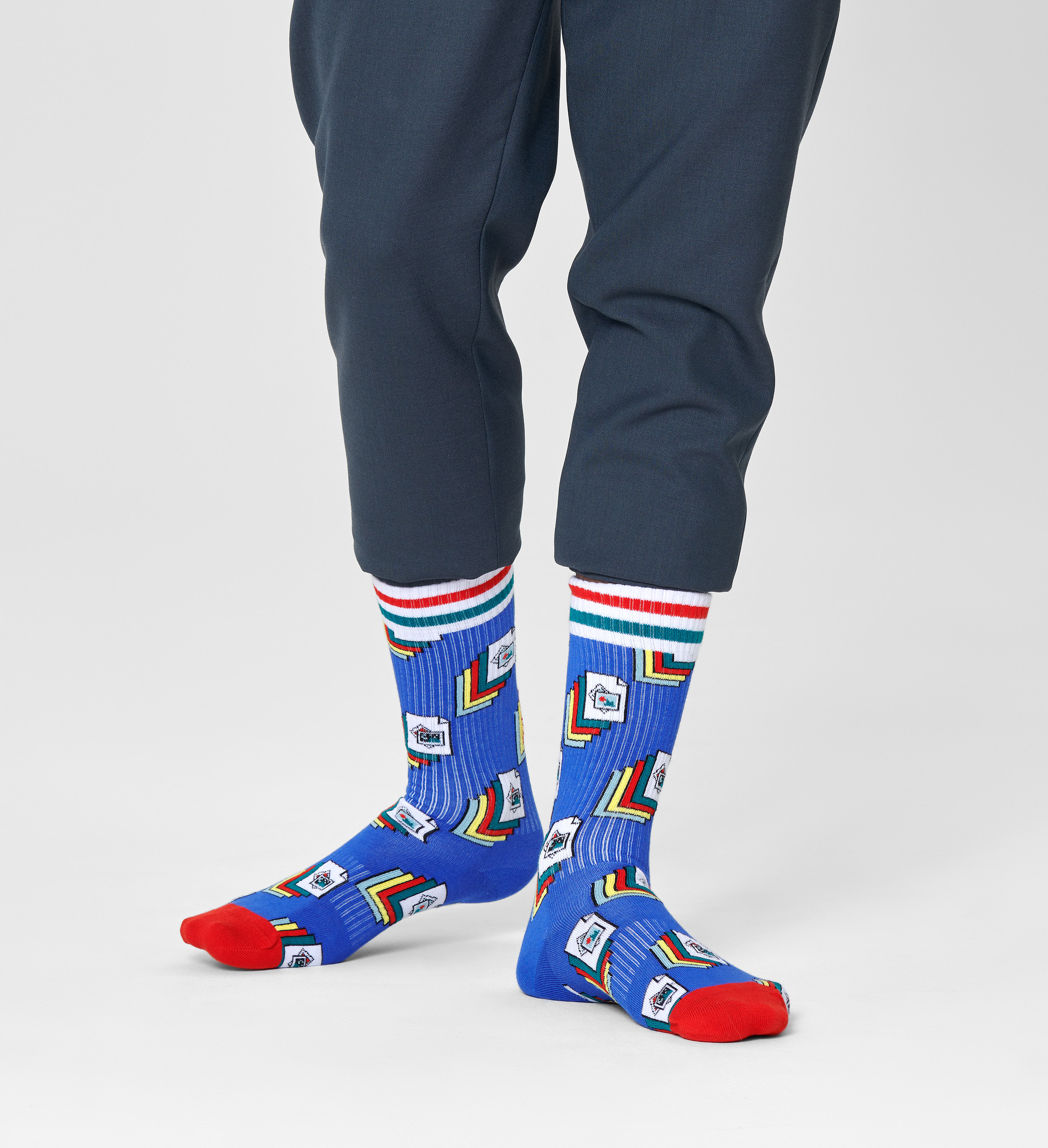 Happy Socks Photos Thin Crew Sock - Blue - Unisex