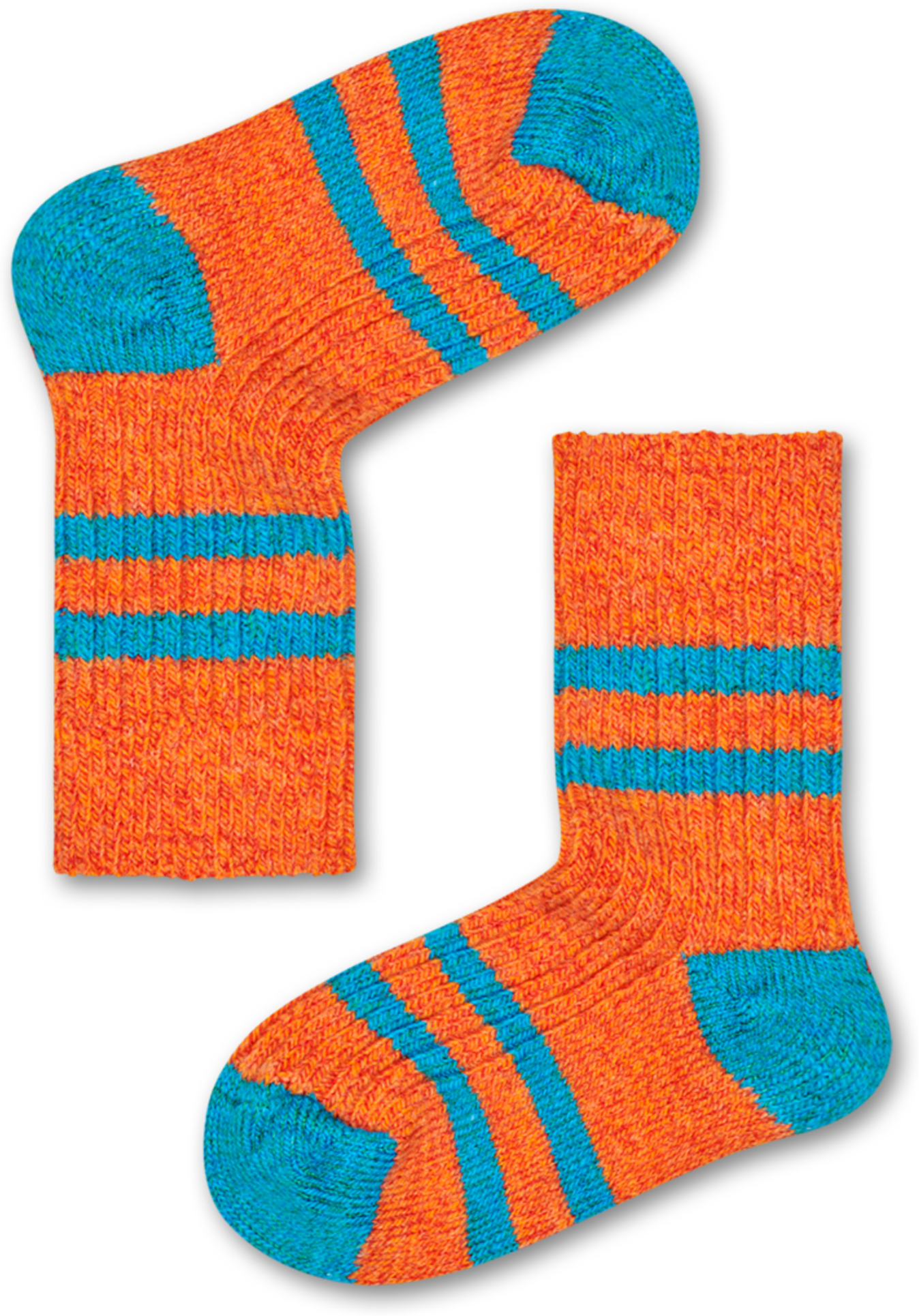 Happy Socks Kids Wool Stripe Rib Sock - Blue - Kids