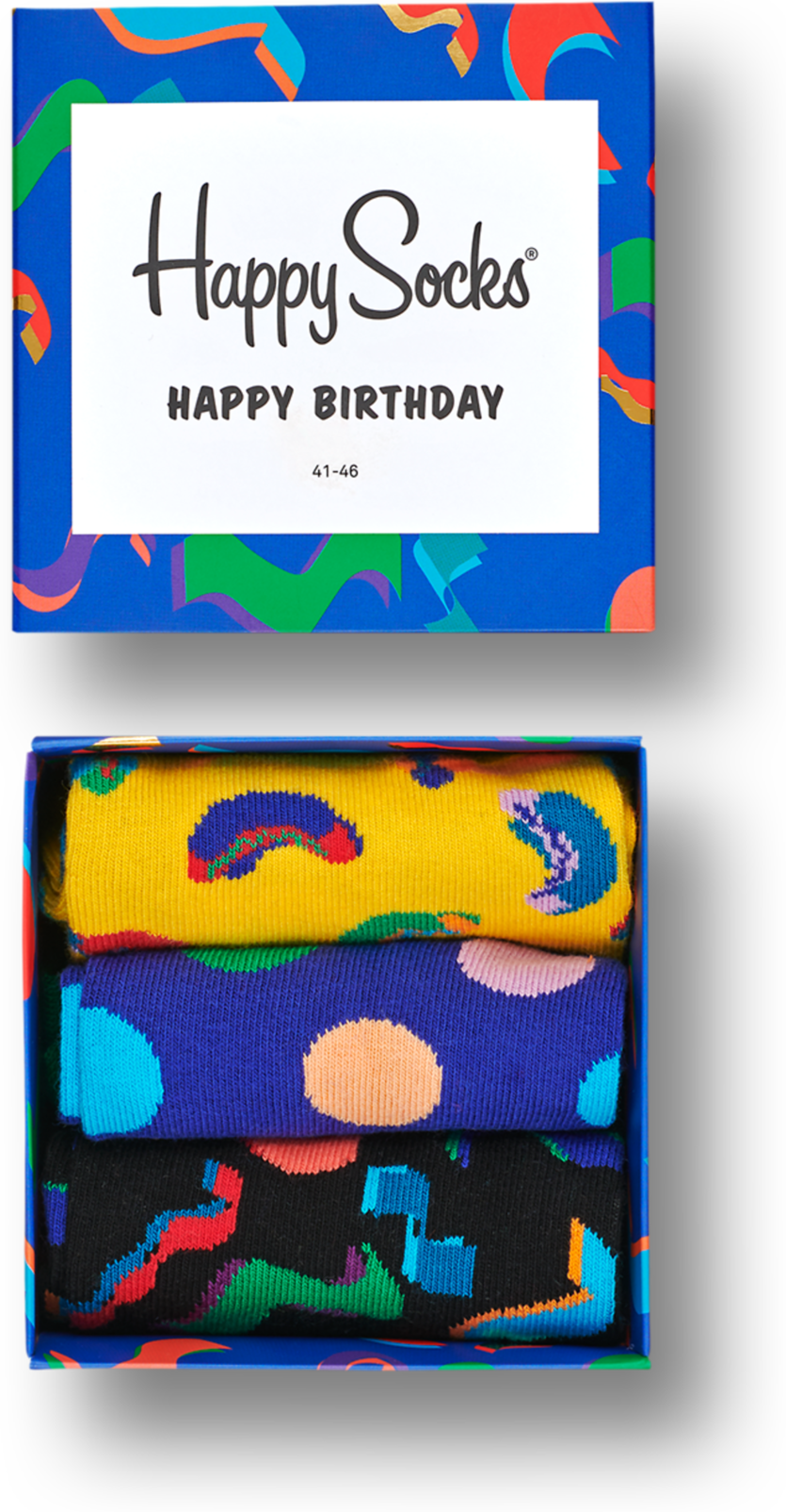 Happy Socks Happy Birthday Gift Box 3-pack - Blue,Green,Yellow - Unisex