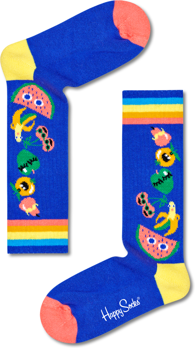 Happy Socks Kids Fruit Tower Rib Knee High Sock - Blue - Kids