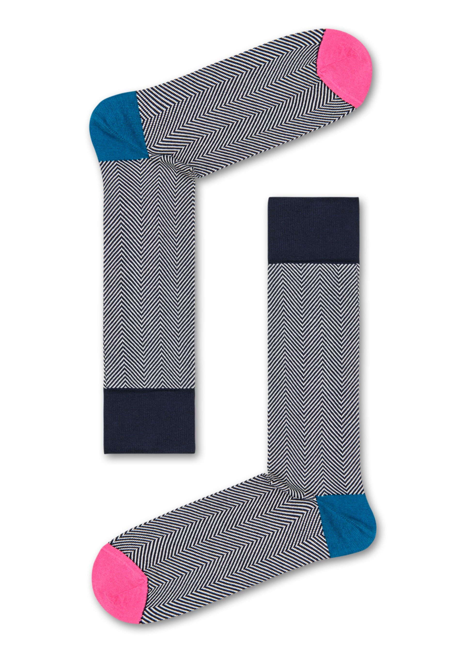 Happy Socks Dressed Herringbone Sock - Black,Blue,Pink - Men