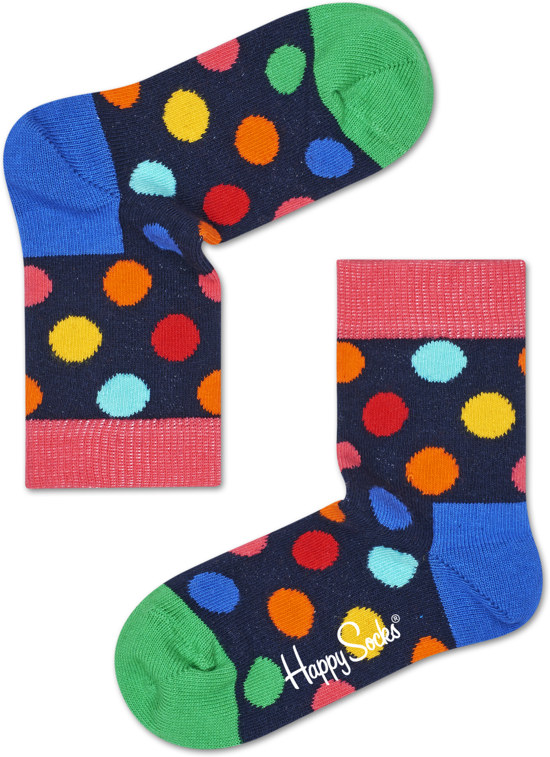 Happy Socks Kids Big Dot Sock - Blue,Green,Orange,Pink,Red,Yellow - Kids