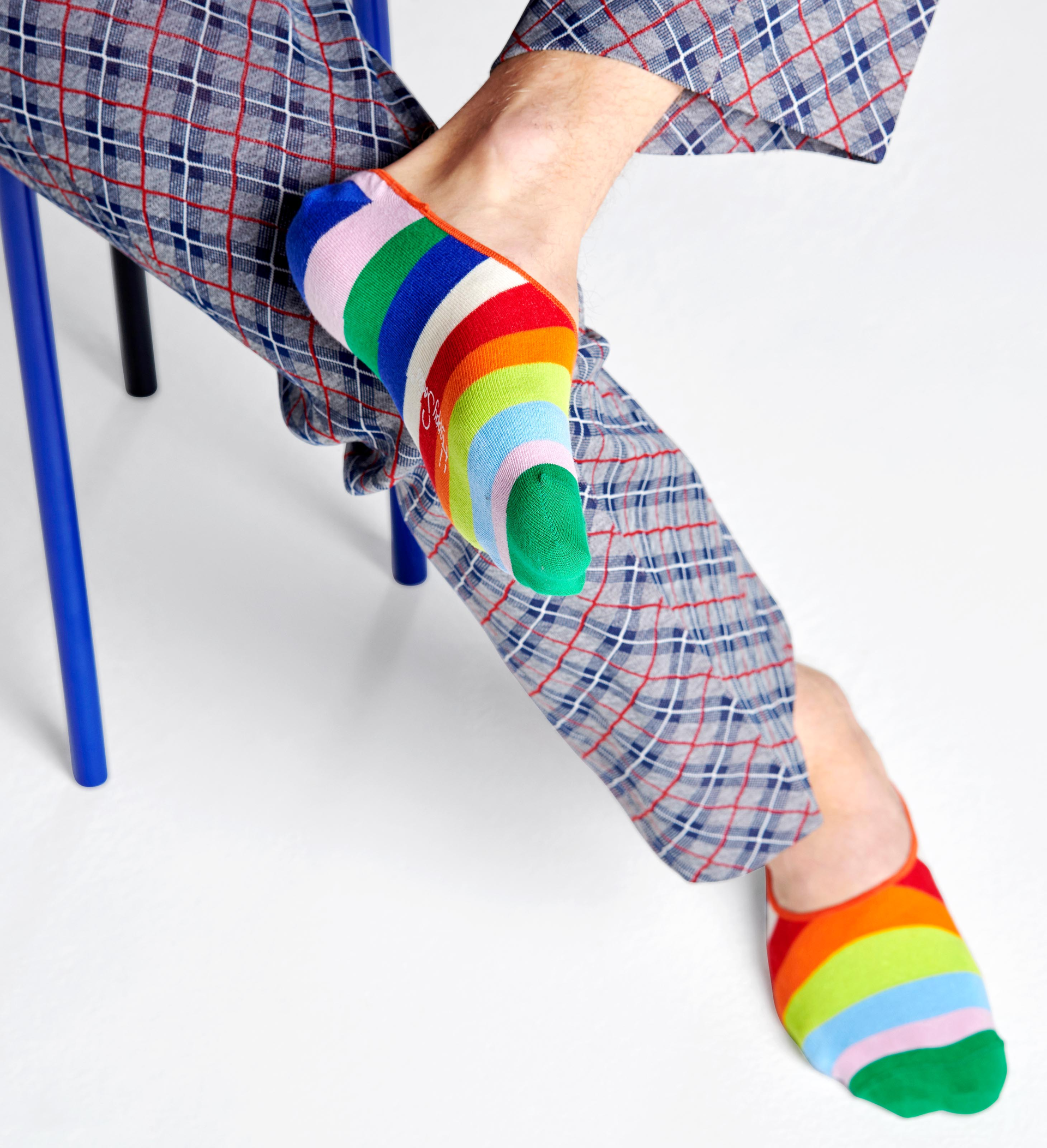 Happy Socks Stripe Liner Sock - Green,Orange,Pink,Purple - Unisex