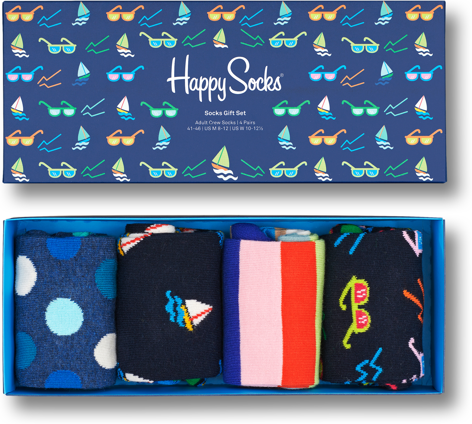 Happy Socks Navy Socks Gift Set 4-Pack - Unisex