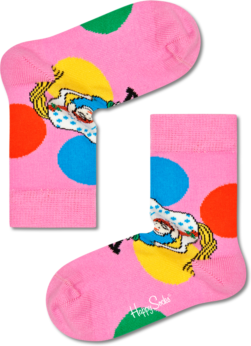 Happy Socks Pippi Longstocking Jumbo Dot Kids Sock - Blue,Pink,Red - Kids