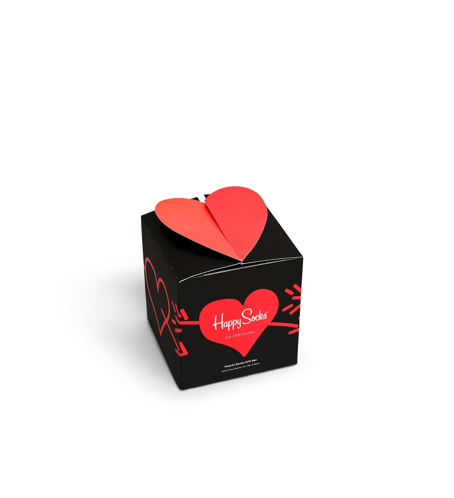 Happy Socks Heart Gift Box 4-Pack - Black,Red - Unisex