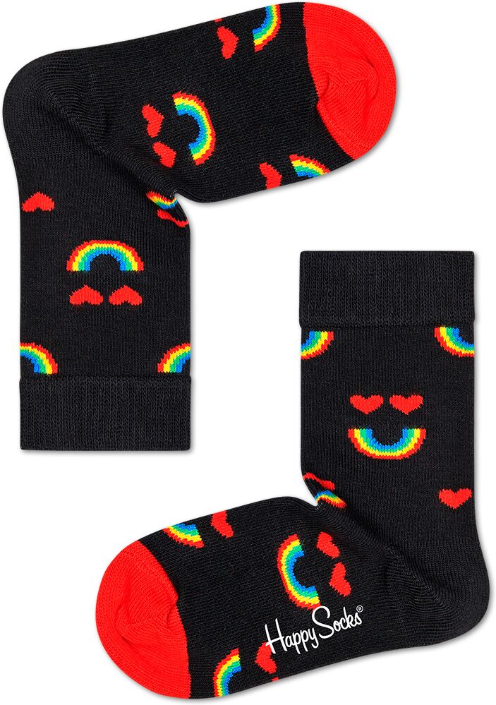 Happy Socks Kids Rainbow Smile Sock - Black,Red - Kids