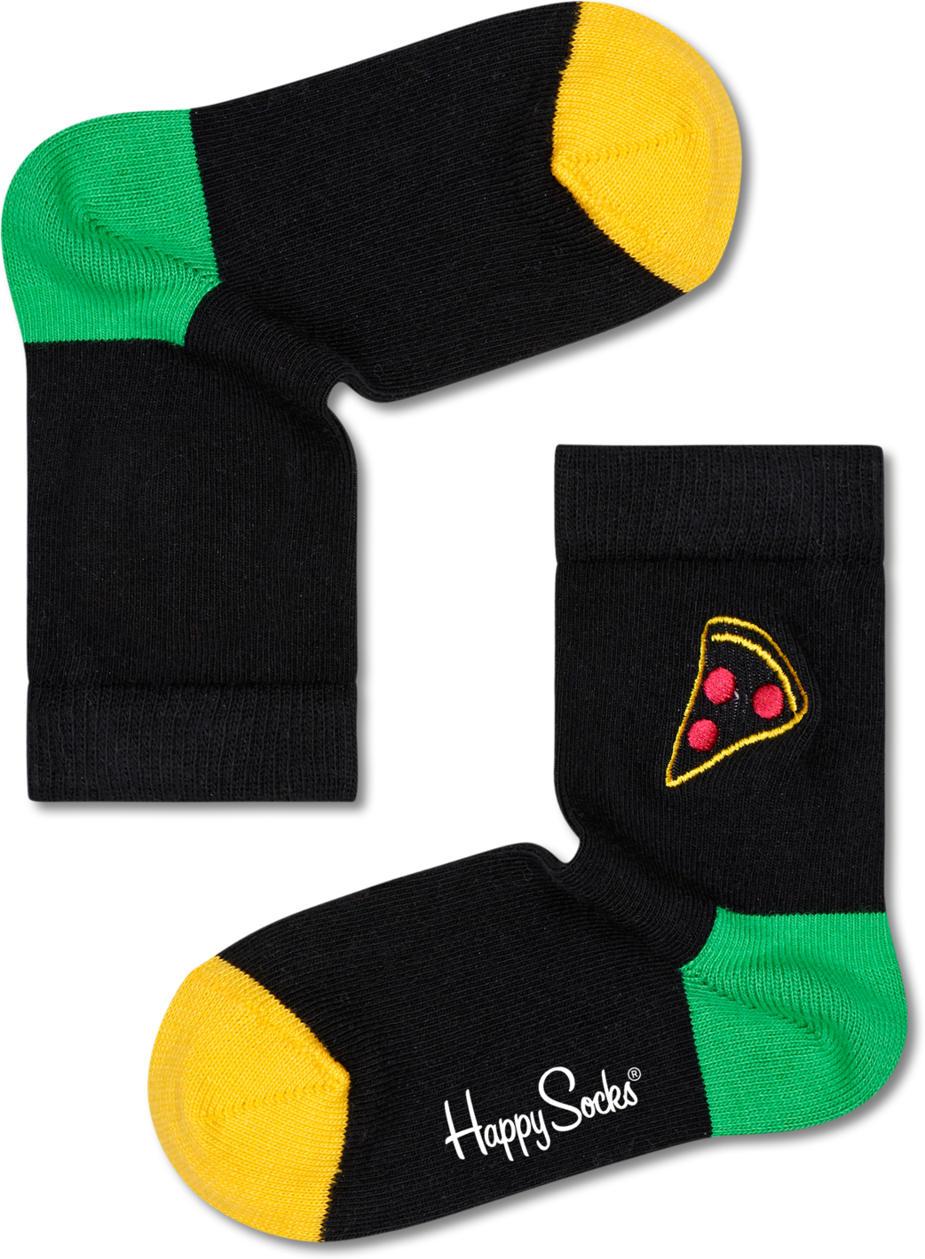 Happy Socks Kids Embroidery Pizza Slice Sock - Black,Green,Red,Yellow - Kids