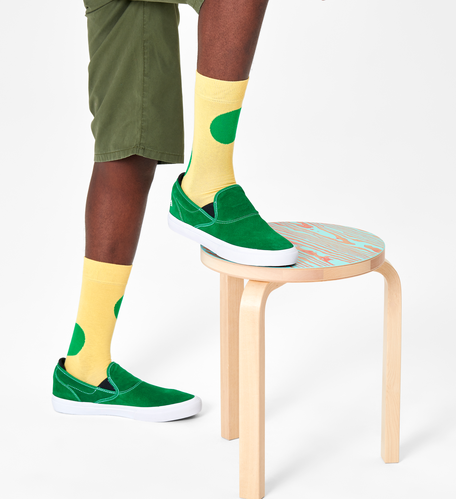 Happy Socks Jumbo Dot Sock - Green,Yellow - Unisex