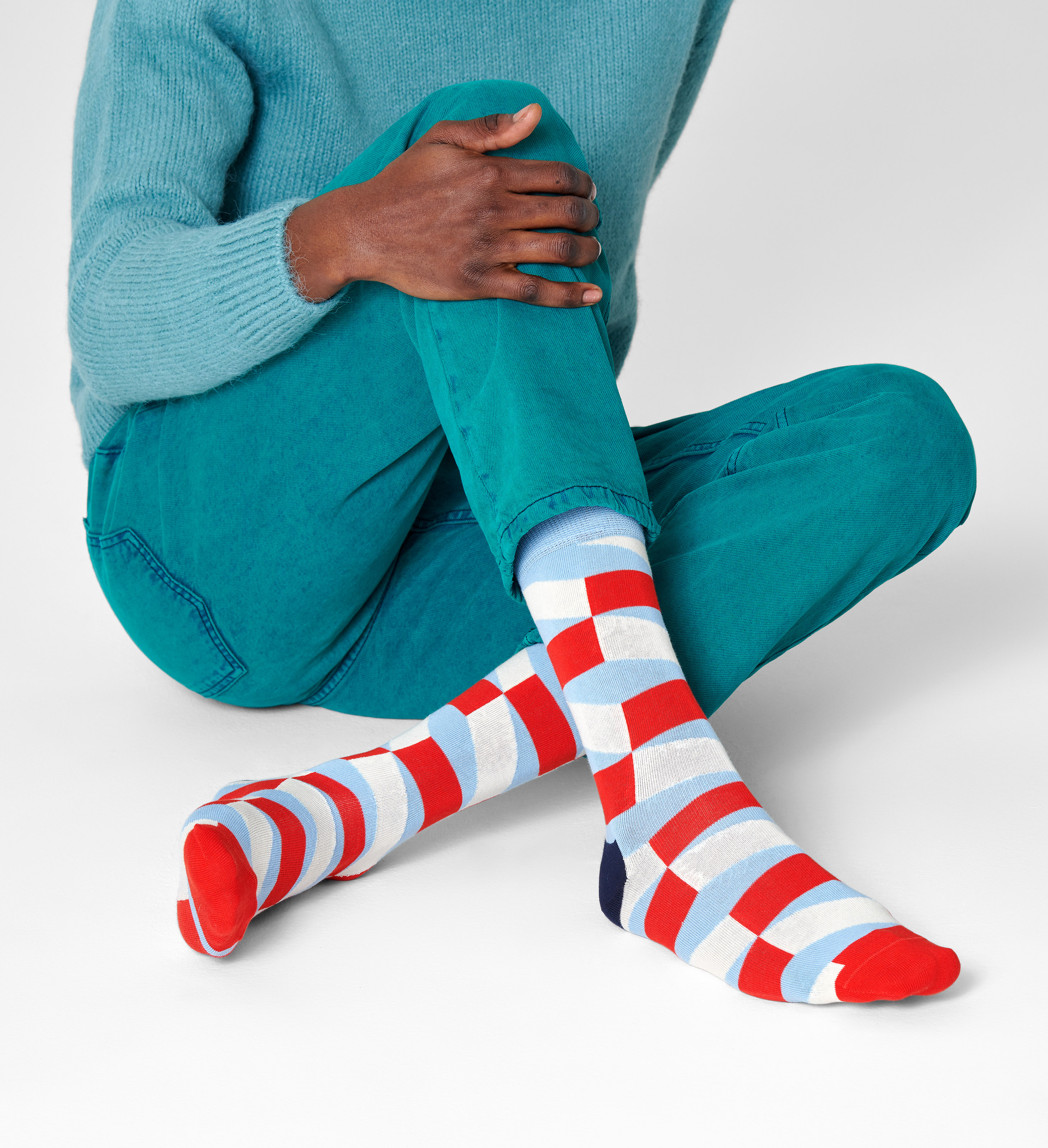 Happy Socks Jumbo Filled Optic Sock - Black,Blue,Red,White - Unisex