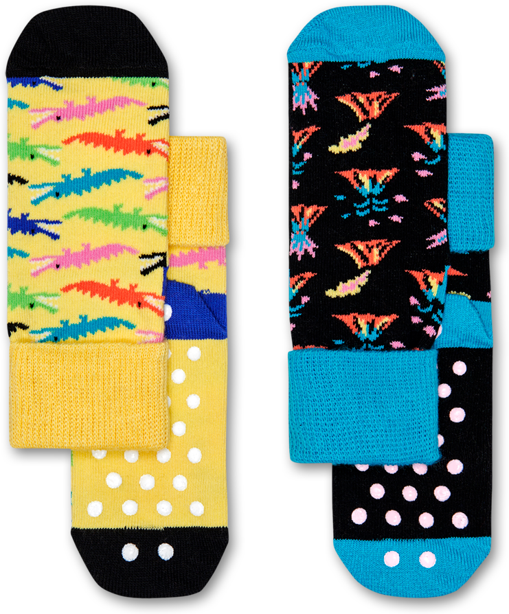 Happy Socks 2-Pack Danger Anti-Slip Socks - Black,Blue,Yellow - Kids