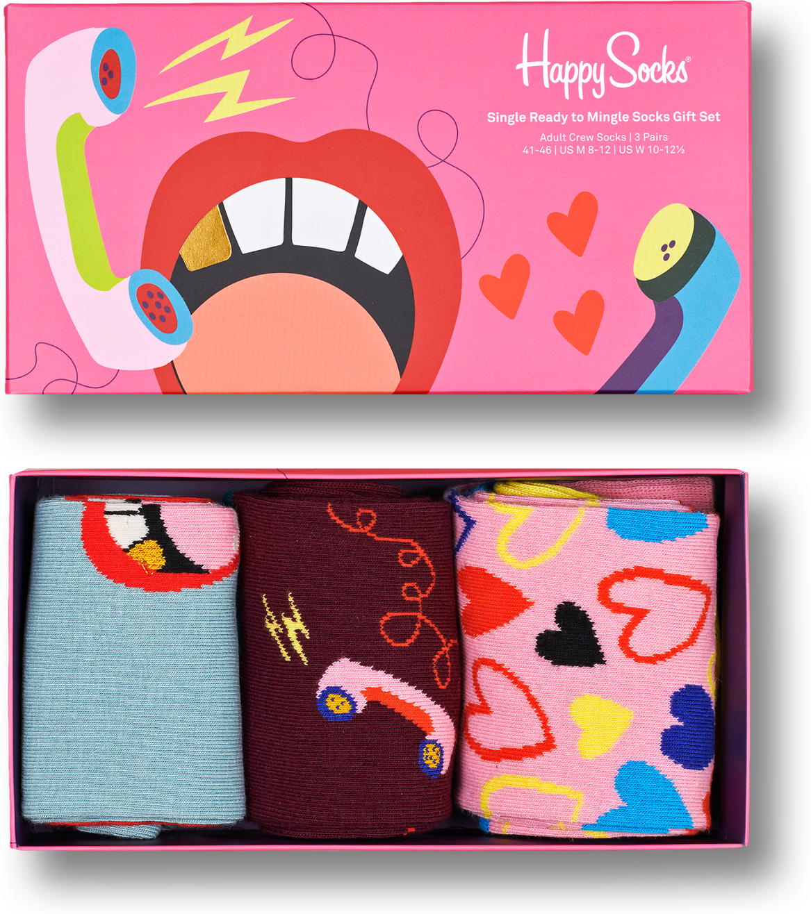 Happy Socks Single Ready To Mingle Socks Gift Set 3-Pack - Pink - Unisex