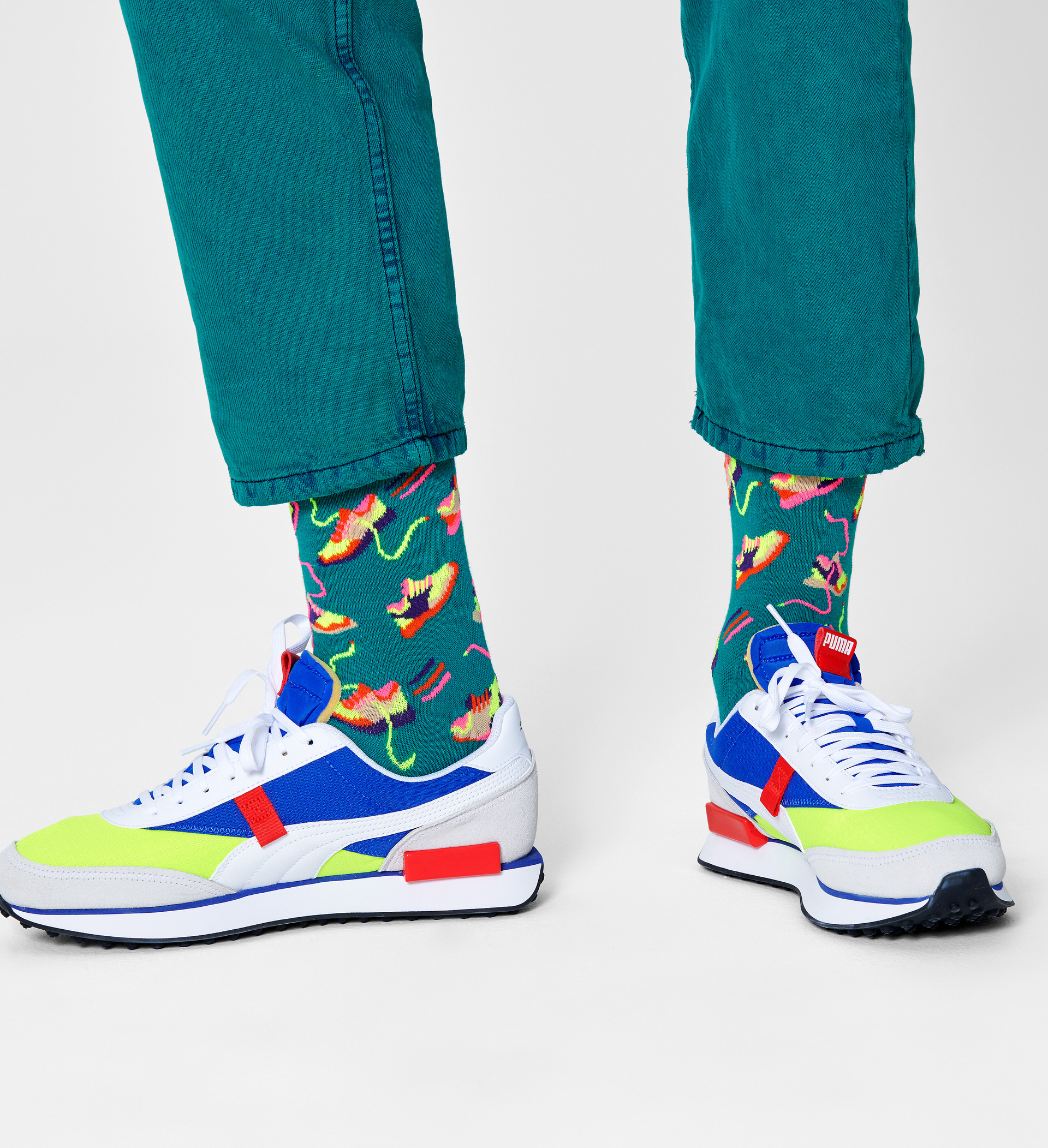 Happy Socks Run For It Sock - Green - Unisex