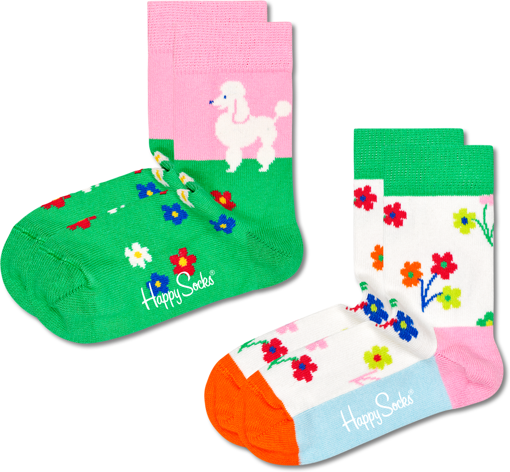 Happy Socks Kids Poodle & Flowers Socks 2-pack - Kids