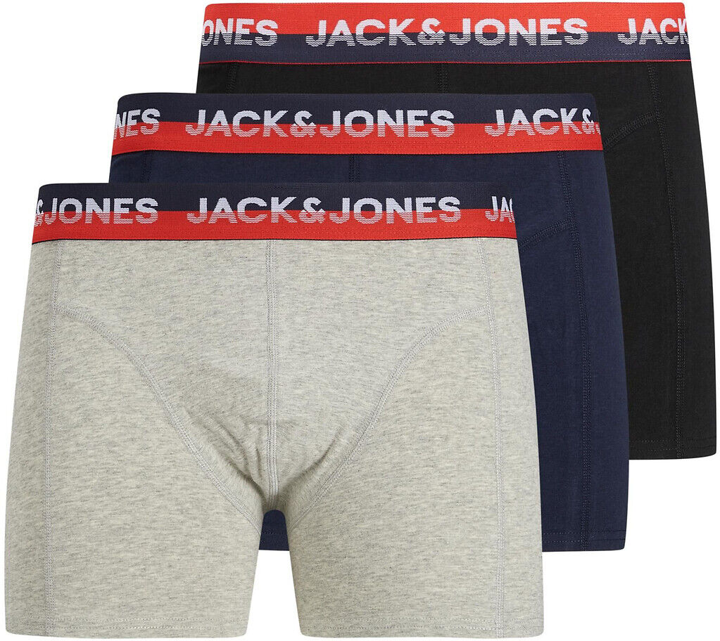 JACK & JONES Lot de 3 boxers unis ceinture bicolore