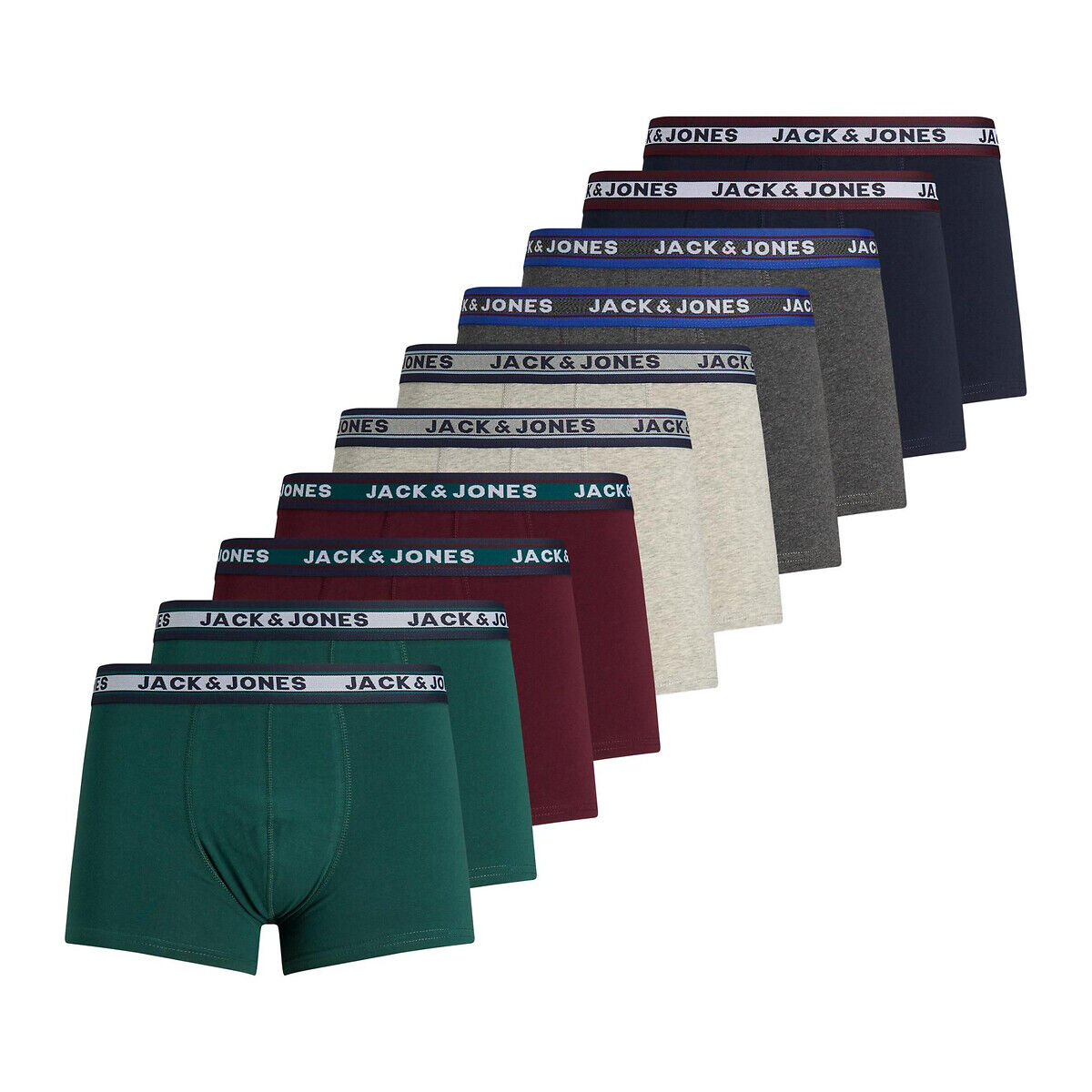 JACK & JONES Lot de 10 boxers unis