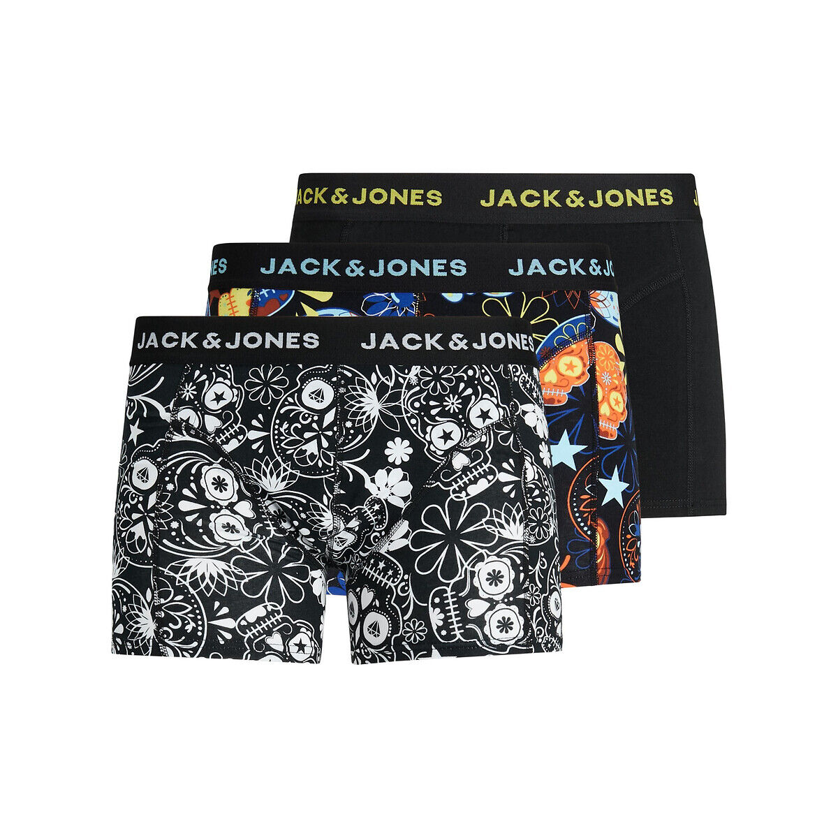 JACK & JONES Lot de 3 boxers motifs fleuris
