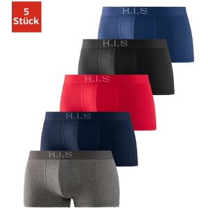 H.I.S Boxershorts, (Packung, 5 St.), in Hipster-Form am Webbund mit... grau-meliert, schwarz, navy, rot, blau  XL