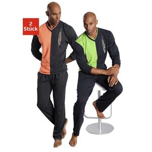 le jogger® Pyjama, (Packung, 4 tlg., 2 Stück), in langer Form grün, orange  44/46 (S)