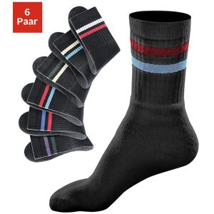 Go in Freizeitsocken, (Packung, 6 Paar), mit farbigen Streifen schwarz  47-50