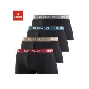 Buffalo Boxershorts, (Packung, 4 St.), in Hipster-Form mit Kontrastbund schwarz  XXL
