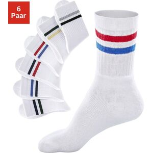 Go in Freizeitsocken, (Set, 6 Paar), mit farbigen Streifen weiss  27-30