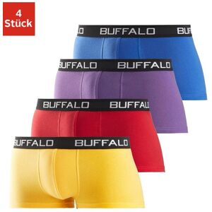 Buffalo Boxershorts, (Packung, 4 St.), in Hipster-Form mit Kontrastbund gelb, rot, lila, blau  XL