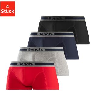 Bench. Boxershorts, (Packung, 4 St.), in Hipster-Form mit Overlock-Nähten vorn rot, grau-meliert, navy, schwarz  XL