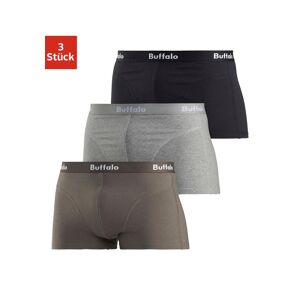 Buffalo Boxershorts, (Packung, 3 St.), in Hipster-Form mit Overlock-Nähten vorn olivgrün, grau-meliert, schwarz Größe 8 (XXL)