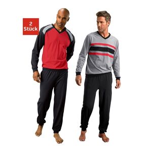 le jogger® Pyjama, (Packung, 4 tlg., 2 Stück), in langer Form rot-schwarz, grau-schwarz Größe 44/46 (S)