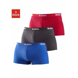 Buffalo Boxershorts, (Packung, 3 St.), in Hipster-Form mit Overlock-Nähten vorn rot, royalblau, anthrazit Größe 6 (L)