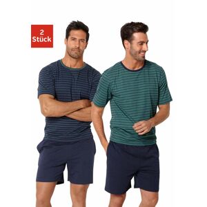 le jogger® Pyjama, (4 tlg., 2 Stück), kurz im Streifendesign petrol, marine Größe 60/62