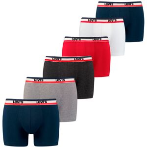 Levi's® Boxershorts, (Packung, 6 St.), 6 Stück mit Logobund blue/red/grey Größe M