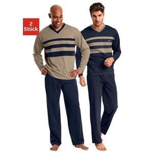 le jogger® Pyjama, (Packung, 4 tlg., 2 Stück), mit kontrastfarbigen Einsätzen... marine, beige Größe 60/62 (XXL)
